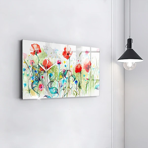Horizontale Uhr Mohnblumen auf einer Wiese