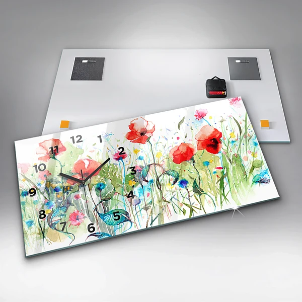 Horizontale Uhr Mohnblumen auf einer Wiese