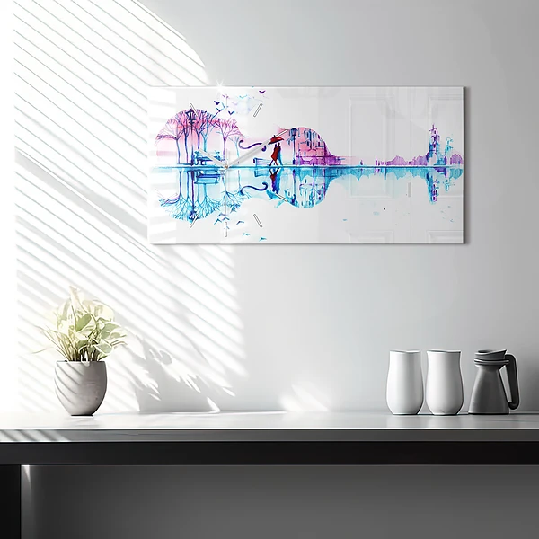 Horizontale Uhr mit motiv Cello Park See