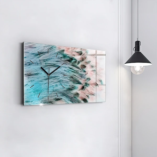 Horizontale Uhr Bunte Federn