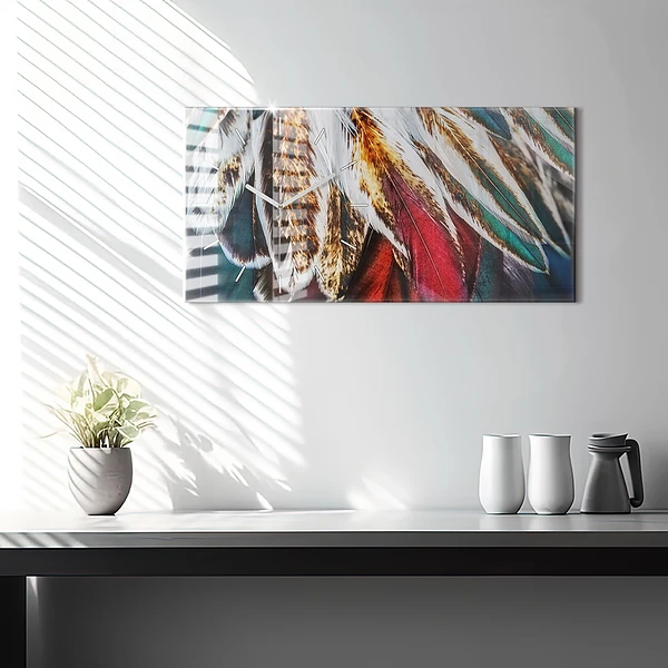 Horizontale Uhr mit motiv Hellbraune Federn eines Vogels
