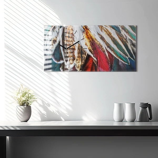 Horizontale Uhr mit motiv Hellbraune Federn eines Vogels