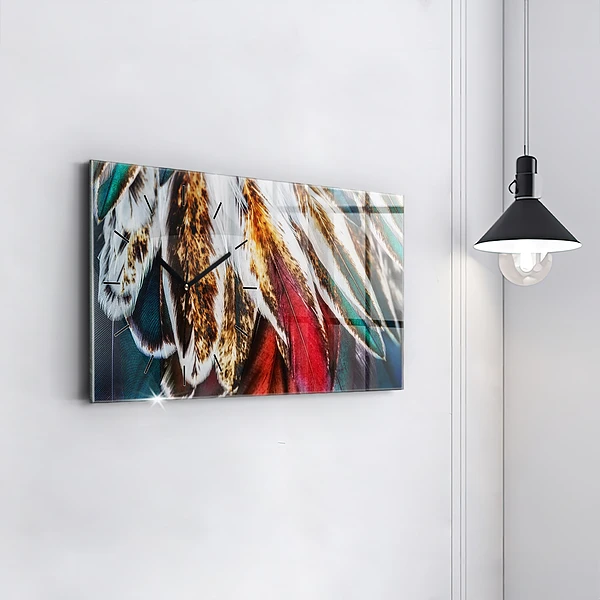 Horizontale Uhr mit motiv Hellbraune Federn eines Vogels