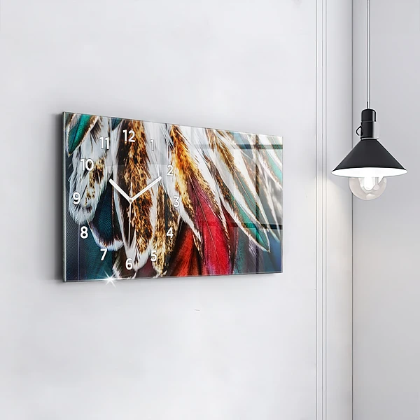 Horizontale Uhr mit motiv Hellbraune Federn eines Vogels