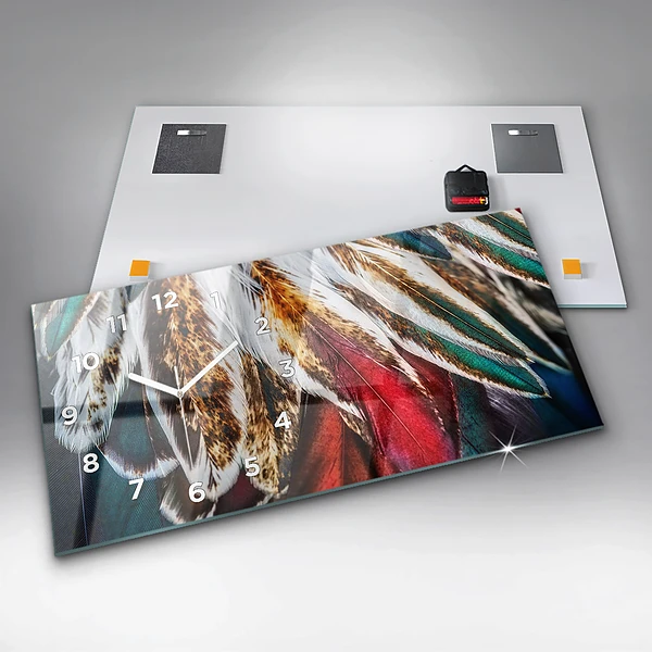 Horizontale Uhr mit motiv Hellbraune Federn eines Vogels