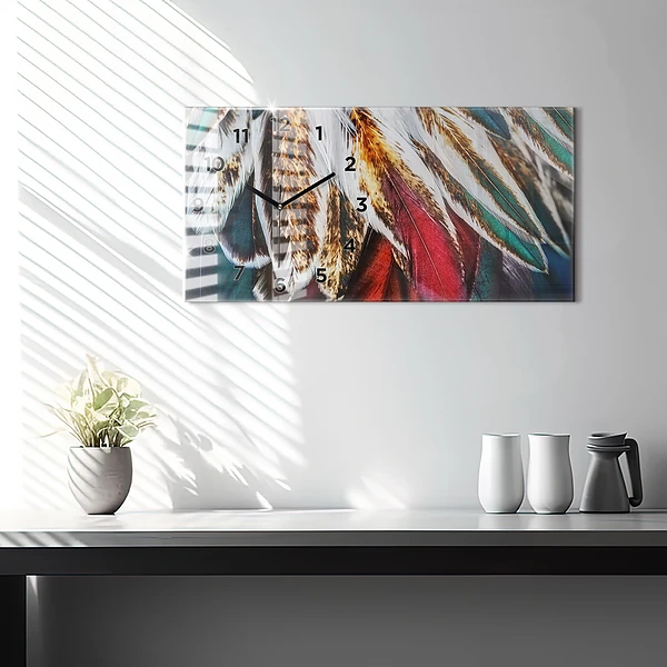 Horizontale Uhr mit motiv Hellbraune Federn eines Vogels