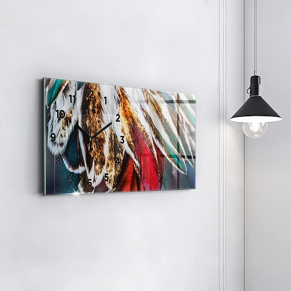 Horizontale Uhr mit motiv Hellbraune Federn eines Vogels