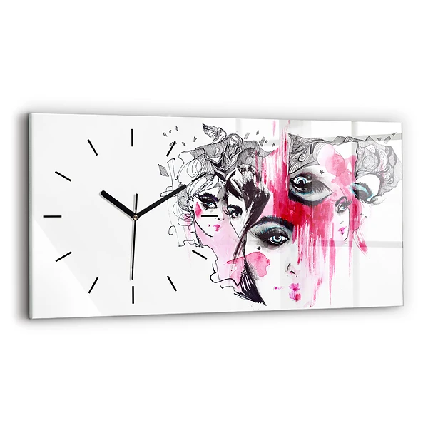 Horizontale Uhr mit motiv Viele Gesichter Abstrakt