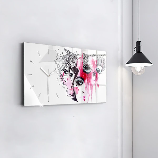 Horizontale Uhr mit motiv Viele Gesichter Abstrakt