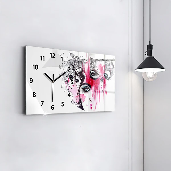 Horizontale Uhr mit motiv Viele Gesichter Abstrakt