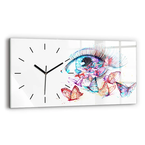 Horizontale Uhr Farbige Augen Schmetterlinge