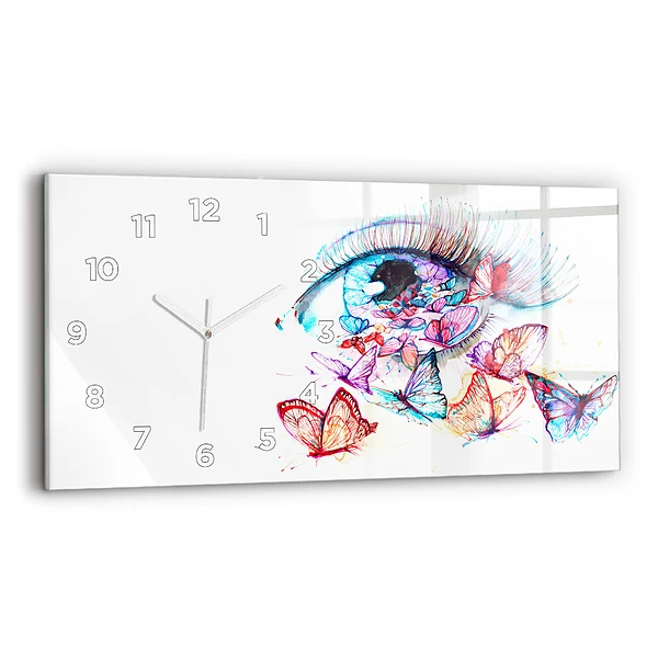 Horizontale Uhr Farbige Augen Schmetterlinge