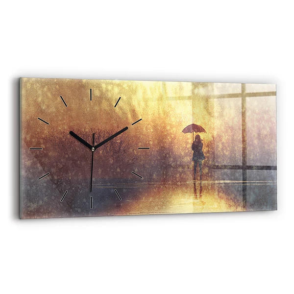 Horizontale Uhr mit motiv Frau mit Regenschirm