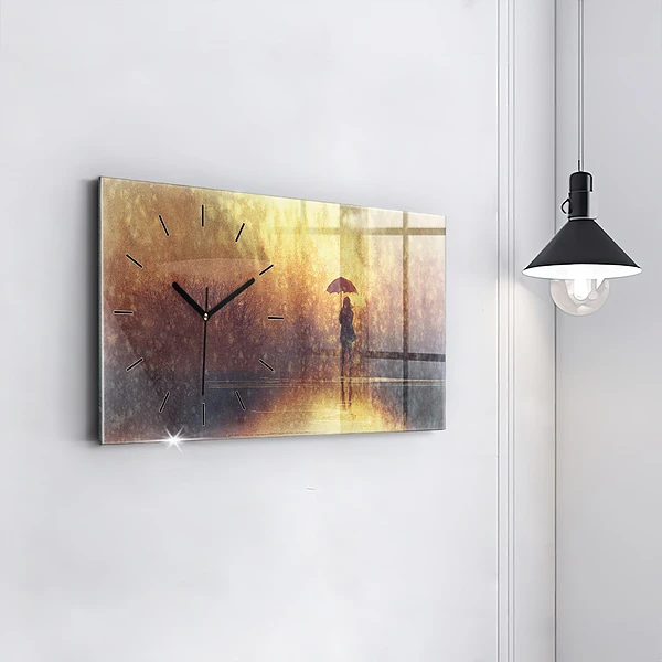 Horizontale Uhr mit motiv Frau mit Regenschirm