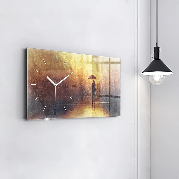 Horizontale Uhr mit motiv Frau mit Regenschirm