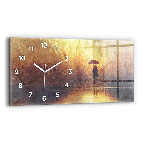 Horizontale Uhr mit motiv Frau mit Regenschirm