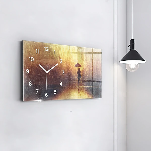 Horizontale Uhr mit motiv Frau mit Regenschirm
