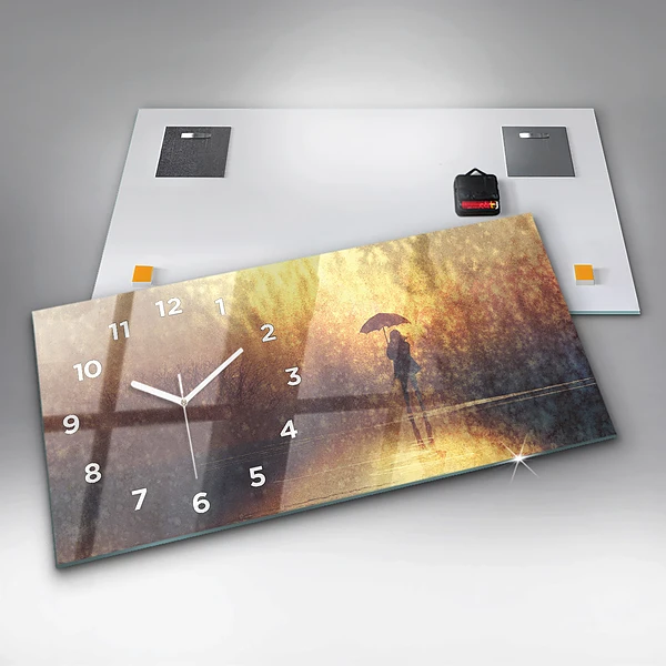 Horizontale Uhr mit motiv Frau mit Regenschirm