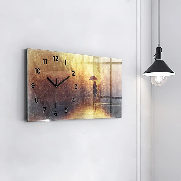 Horizontale Uhr mit motiv Frau mit Regenschirm