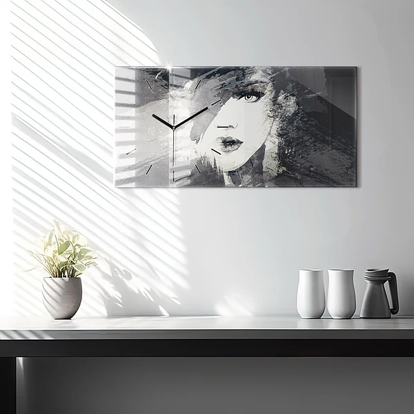 Horizontale Uhr mit motiv Frau - Aquarell