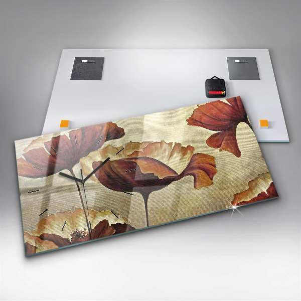 Horizontale Uhr mit motiv Gemalte Mohnblumen