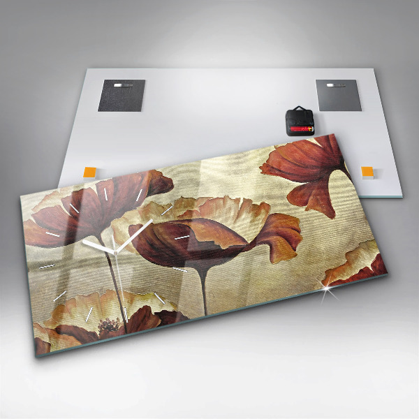 Horizontale Uhr mit motiv Gemalte Mohnblumen