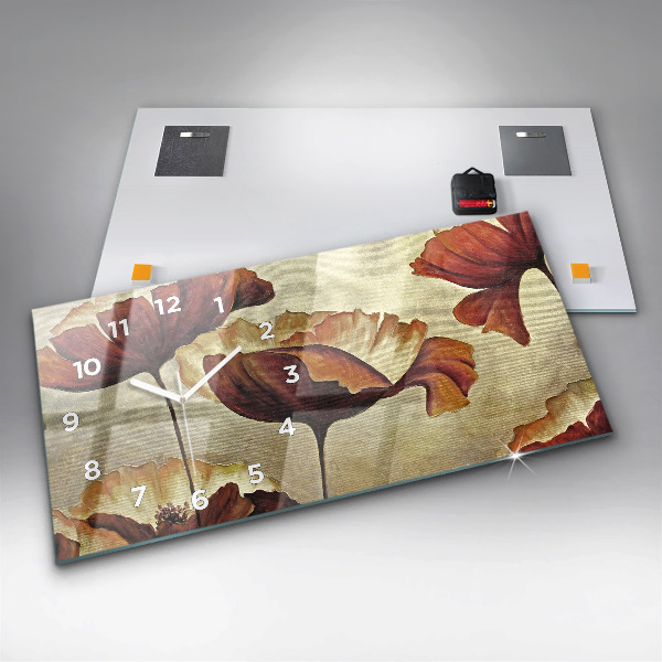 Horizontale Uhr mit motiv Gemalte Mohnblumen