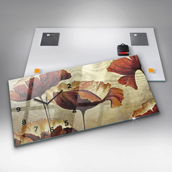 Horizontale Uhr mit motiv Gemalte Mohnblumen