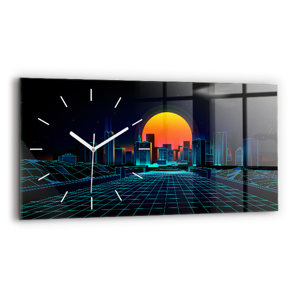 Horizontale Uhr Cyberspace Stadt