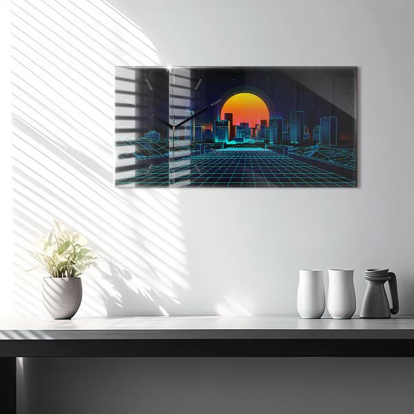 Horizontale Uhr Cyberspace Stadt