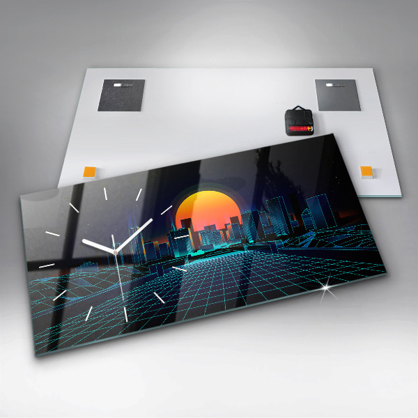 Horizontale Uhr Cyberspace Stadt