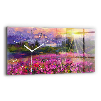 Horizontale Uhr mit motiv Landschaft aus Natur und Blumen