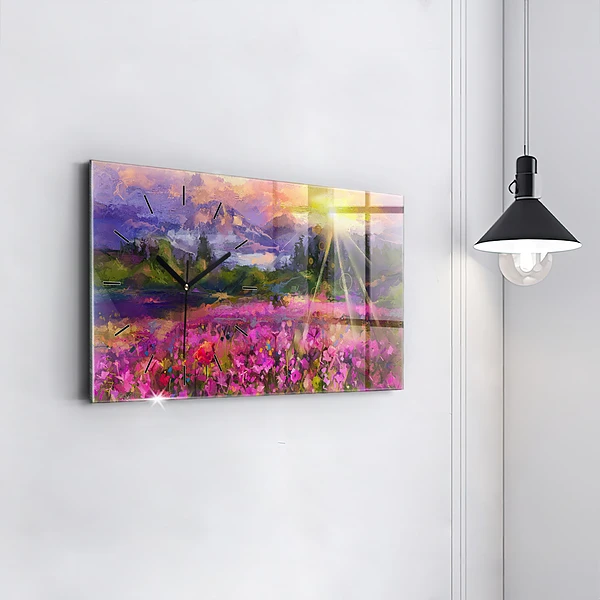 Horizontale Uhr mit motiv Landschaft aus Natur und Blumen