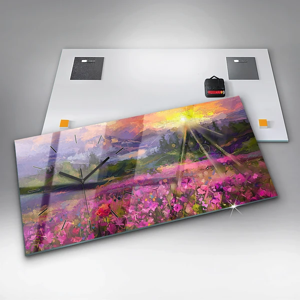 Horizontale Uhr mit motiv Landschaft aus Natur und Blumen