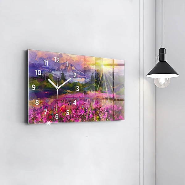 Horizontale Uhr mit motiv Landschaft aus Natur und Blumen