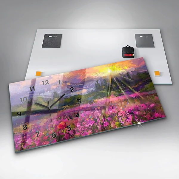 Horizontale Uhr mit motiv Landschaft aus Natur und Blumen
