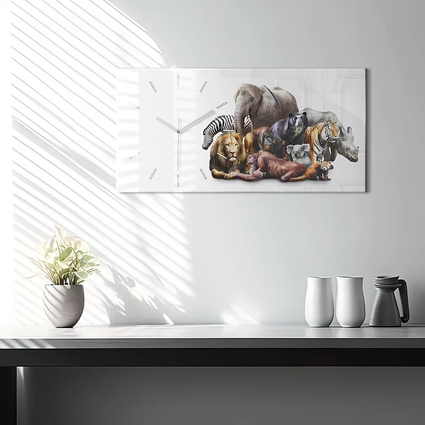 Horizontale Uhr mit motiv Wilde Tiere