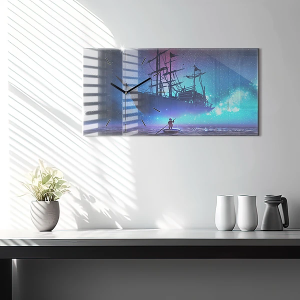 Horizontale Uhr Fantasie-Segelschiff