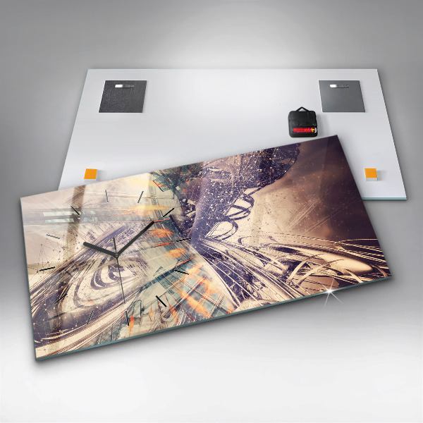 Horizontale Uhr mit motiv Abstrakter Mechanismus