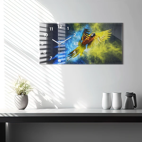 Horizontale Uhr mit motiv Bunter Papagei