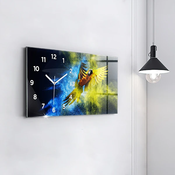 Horizontale Uhr mit motiv Bunter Papagei