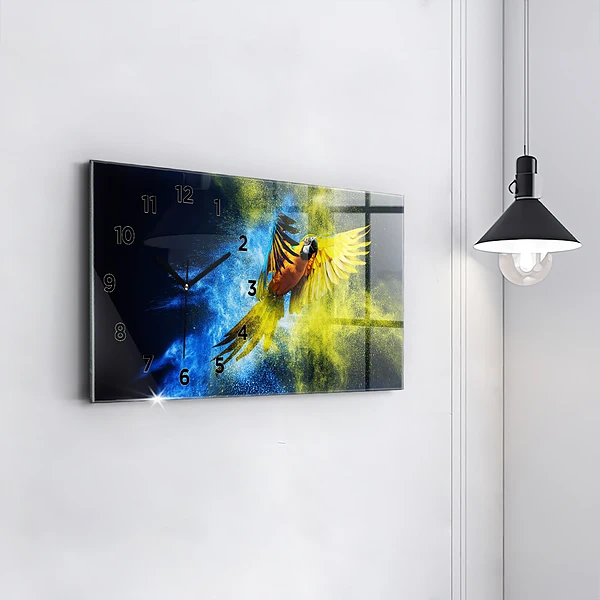 Horizontale Uhr mit motiv Bunter Papagei