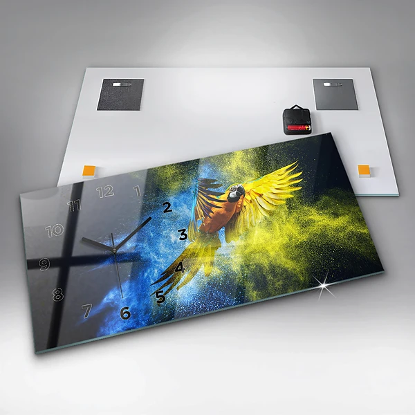 Horizontale Uhr mit motiv Bunter Papagei