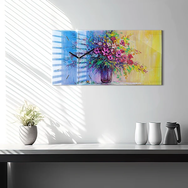 Horizontale Uhr Blumen in einer Vase