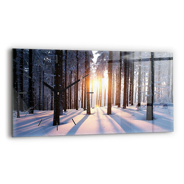 Horizontale Uhr mit motiv Sonnenuntergang Wald