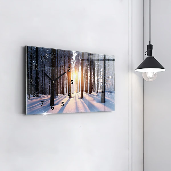 Horizontale Uhr mit motiv Sonnenuntergang Wald