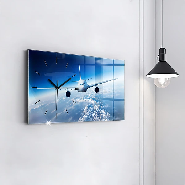Horizontale Uhr mit motiv Flugzeug Wolken