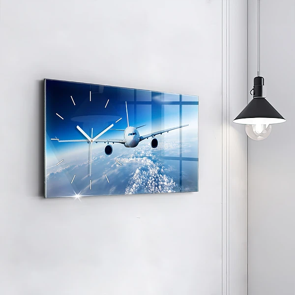 Horizontale Uhr mit motiv Flugzeug Wolken