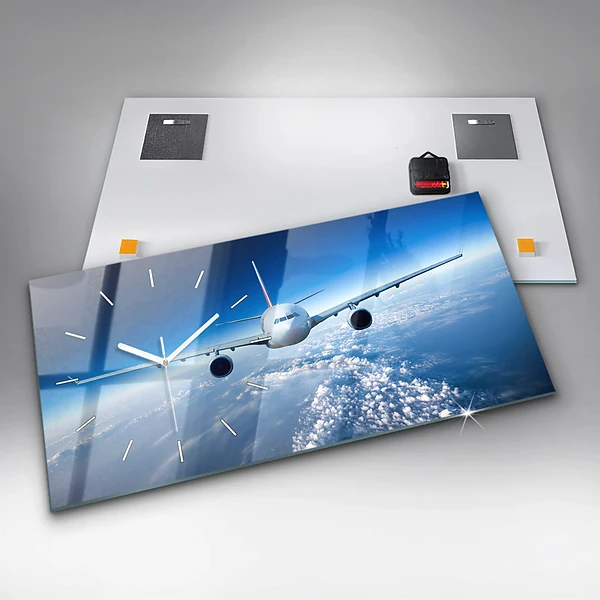 Horizontale Uhr mit motiv Flugzeug Wolken