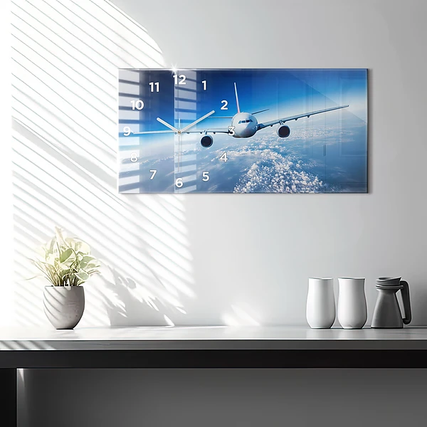 Horizontale Uhr mit motiv Flugzeug Wolken